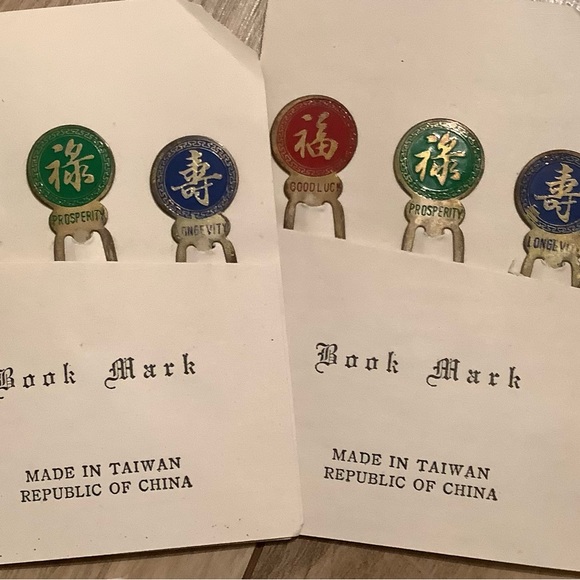 New vintage set of bookmark good luck prosperity longevity (metal, set of 3) - Picture 2 of 12